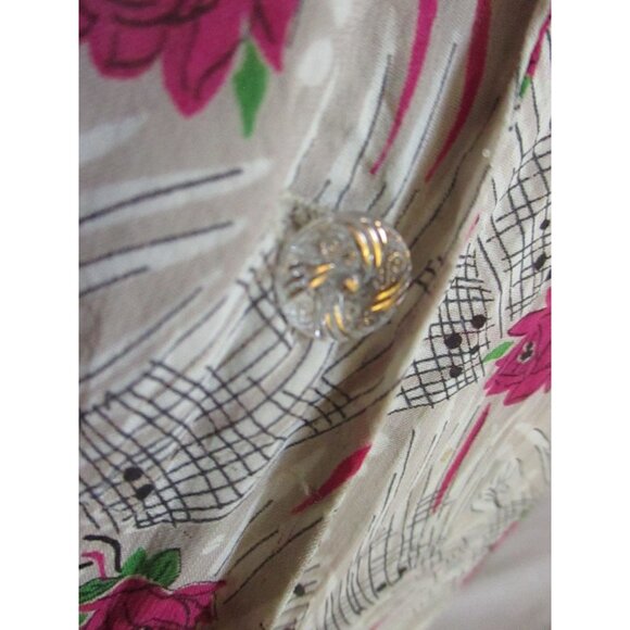 1OF1 10/12 Handmade Granny Vintage Women's Dress 1950's Atomic Tulip Print USA M - Picture 11 of 14